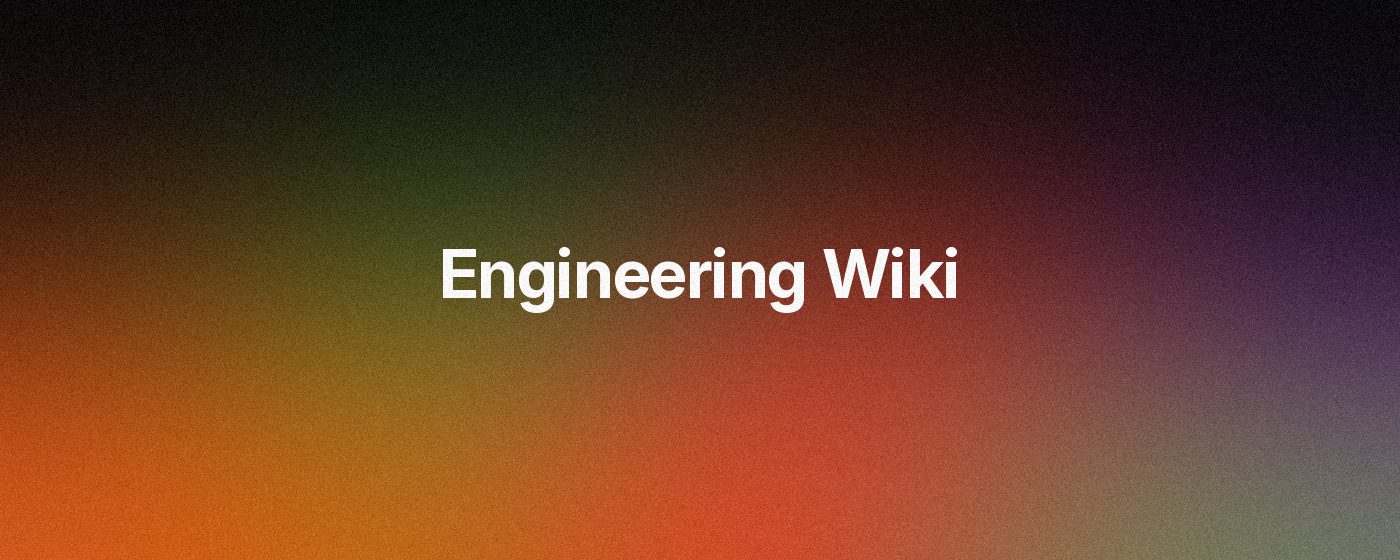 A dark mesh-gradient cover reading Engineering Wiki